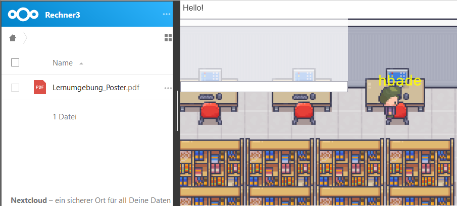Ansicht Nextcloud in digitaler Lernumgebung