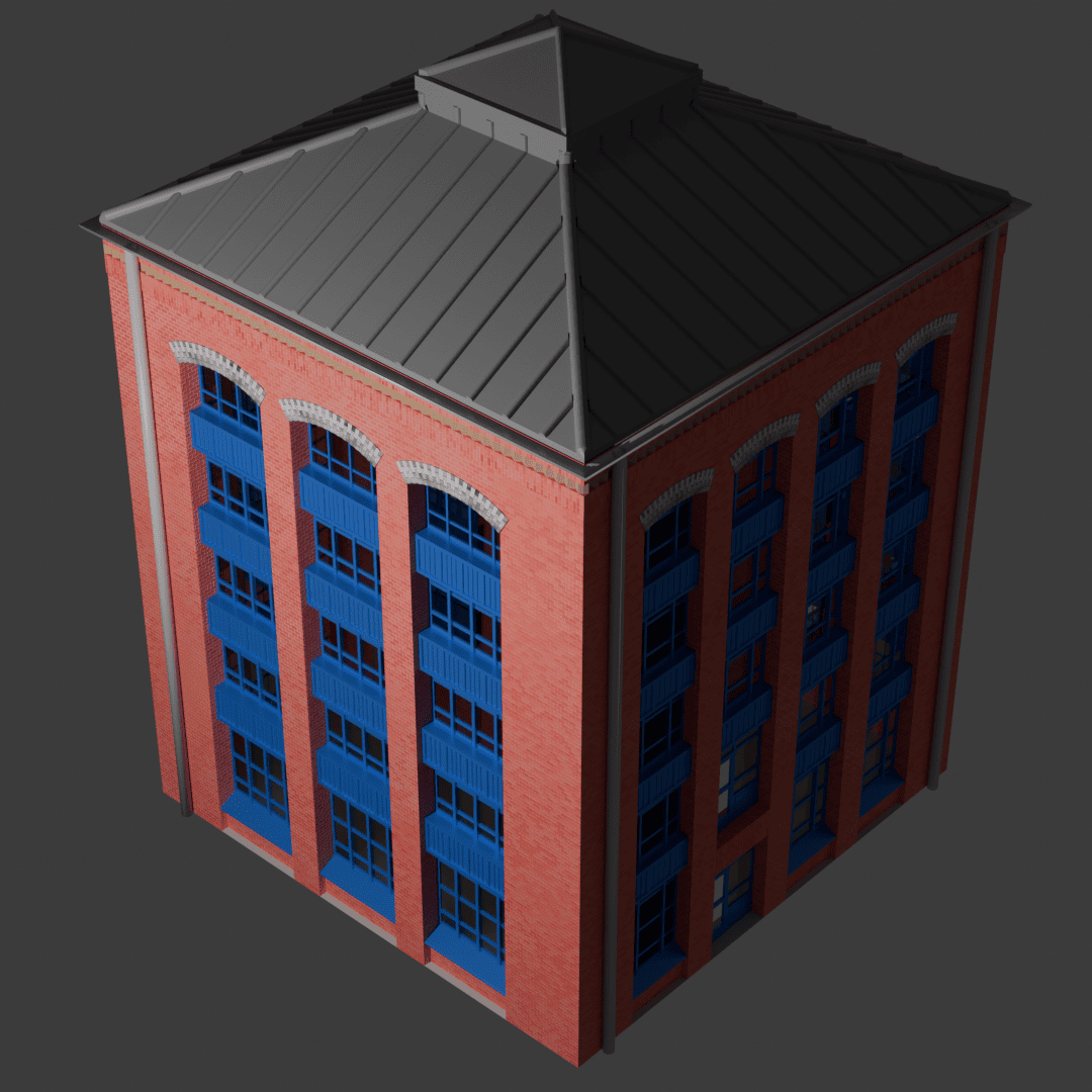 Bild: 3D-Modell des Hochschulgebäudes V in Blender